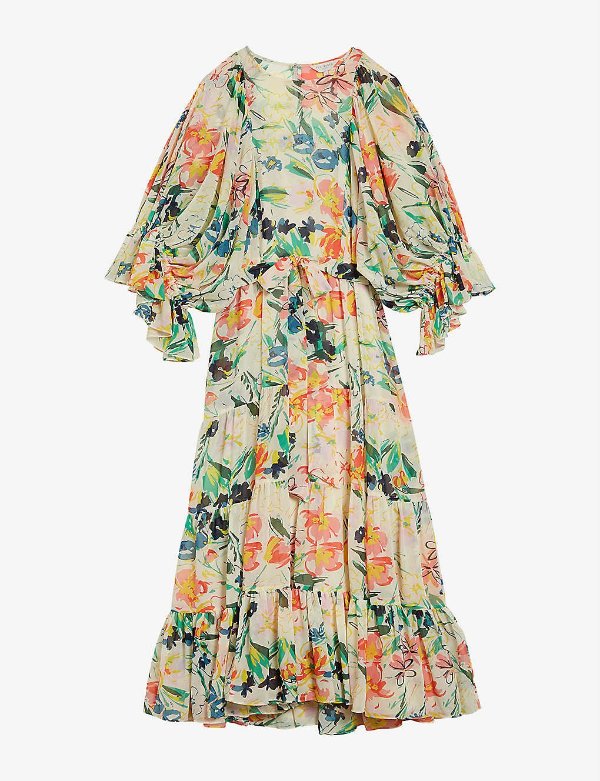Kiyrie floral-print ruffled woven maxi dress