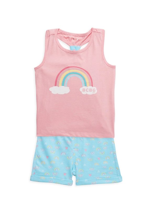 Little Girl's 2-Piece Rainbow Tank Top & Shorts Set