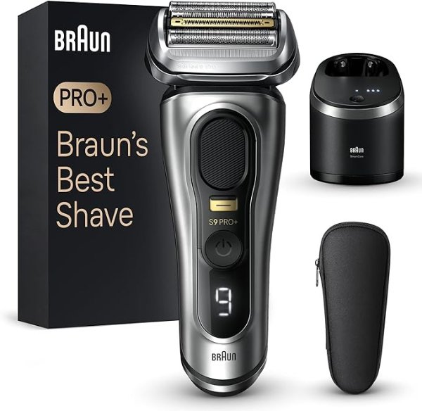 Series 9 PRO+ Electric Razor for Men, 5 Pro Shave Elements & Precision Long Hair Trimmer, 6in1 SmartCare Center, Wet & Dry Electric Razor for Smooth Skin with 60min Battery Runtime, 9567cc