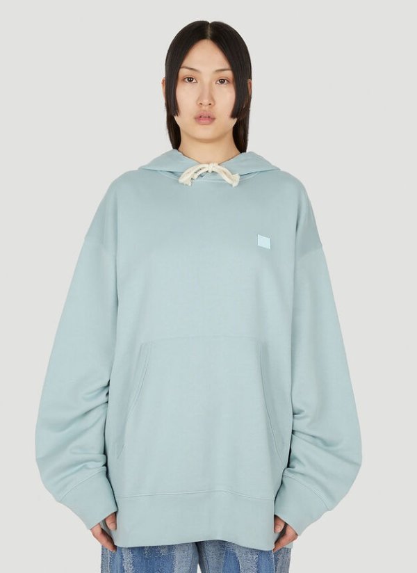 Unisex Face Patch Hooded Sweatshirt in Blue