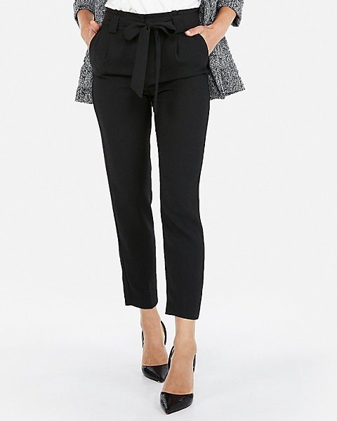 High Waisted Sash Tie Ankle Pant