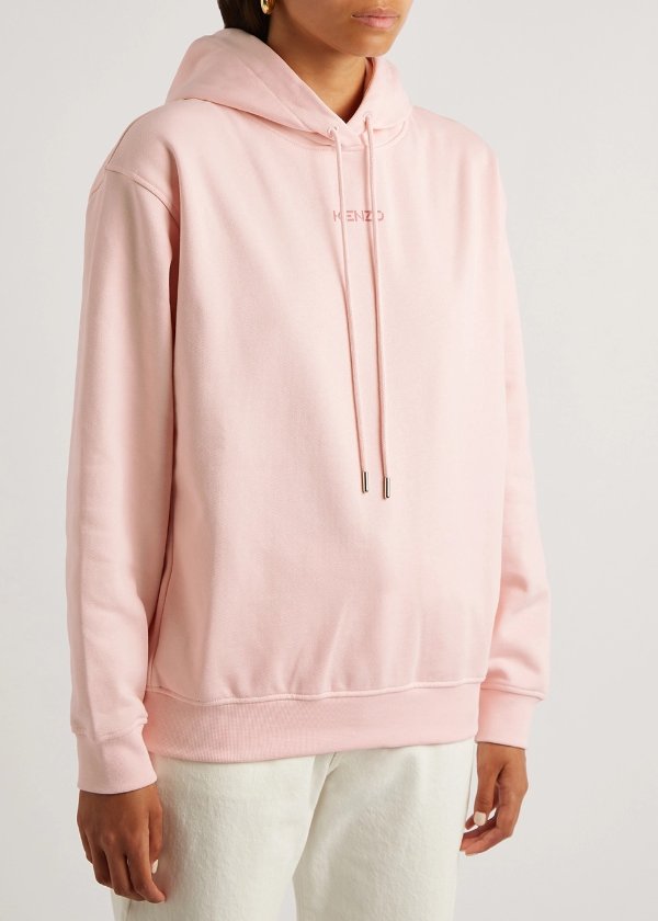 Light pink logo hooded cotton sweatshirt