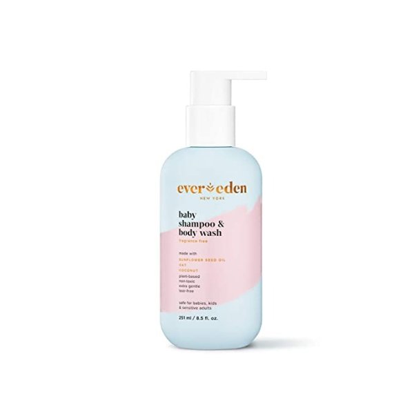 Baby Shampoo and Body Wash 8.5 fl oz. | Clean and Natural Baby Care | Non-toxic and Fragrance Free | Plant-based and Organic Ingredients