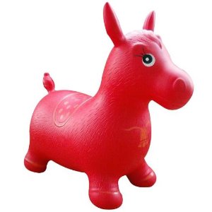 红色可爱小马驹跳跳马+充气泵