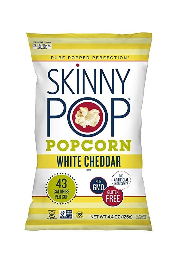 SkinnyPop White Cheddar Popped Popcorn, 4.4oz Grocery Sized Bag