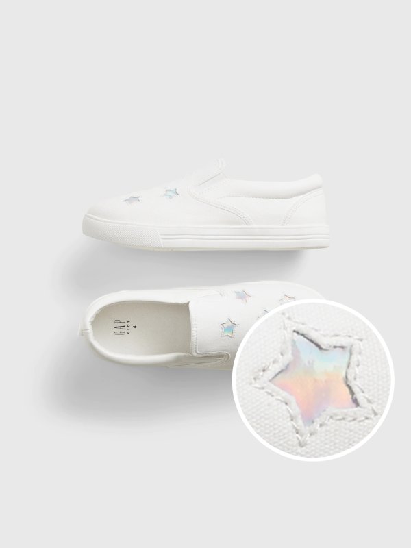 星星图案 儿童小白鞋
