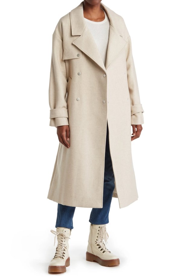 Lain Belted Wool Blend Trench Coat