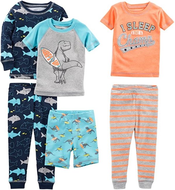 Joys by Carter's Baby, Little Kid, and Toddler Boys' 6-Piece Snug Fit Cotton Pajama Set