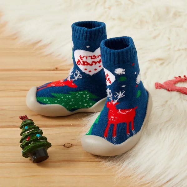 Christmas Toddler Animal Cartoon Embroidered Winter Warm Prewalker Shoes