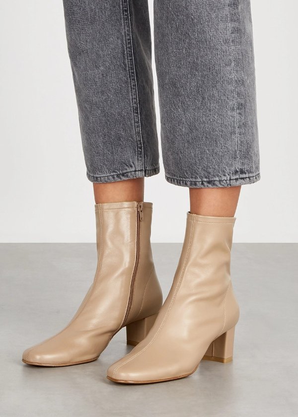 Sofia 65 taupe leather ankle boots