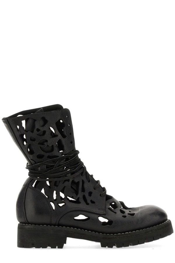 Cut-Out Lace-Up Ankle Boots