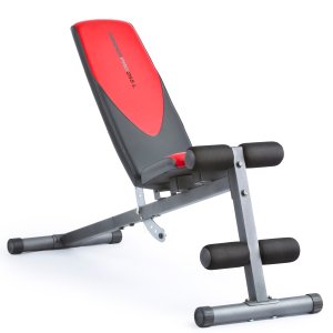 Weider Pro 225 L Adjustable Exercise Bench with Integrated Leg Lockdown and Exercise Chart