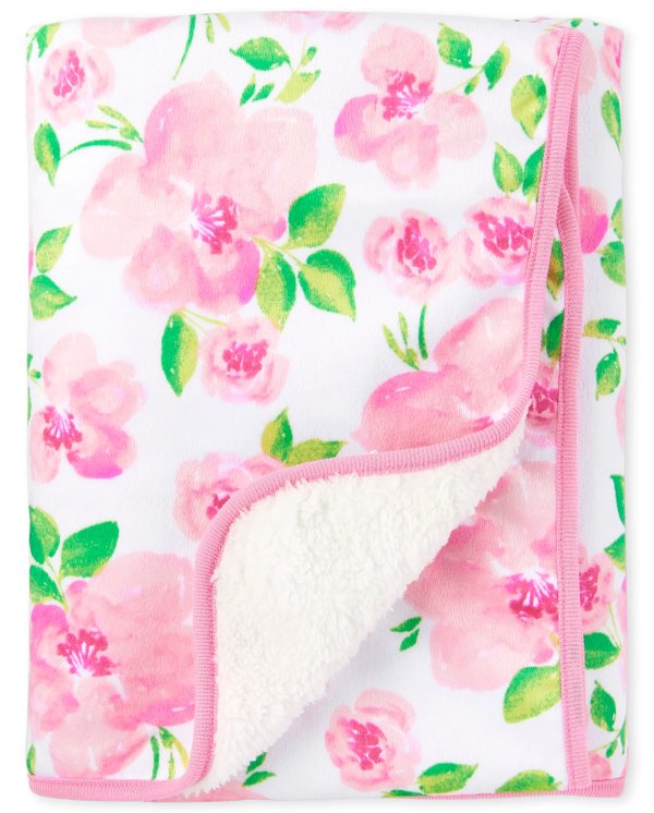 Baby Girls Rose Print Cozy Blanket