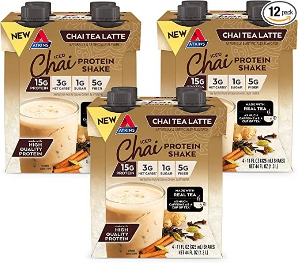 Iced Chai Tea Latte Protein Shake, 11 Fl Oz, Pack of 12