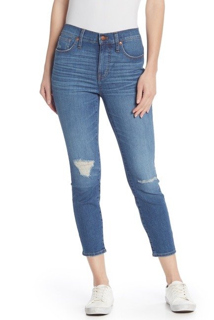 High Rise Skinny Cropped Ripped Jeans