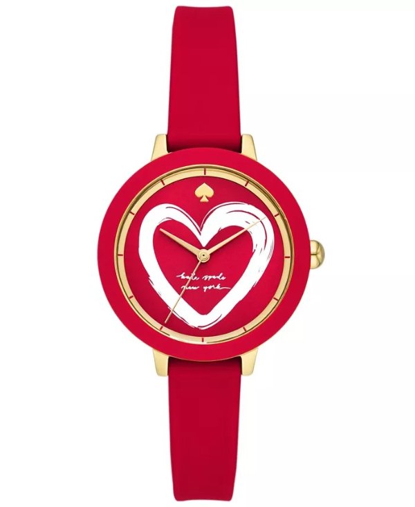 Women's Park Row Three Hand Red Silicone Watch 34mm