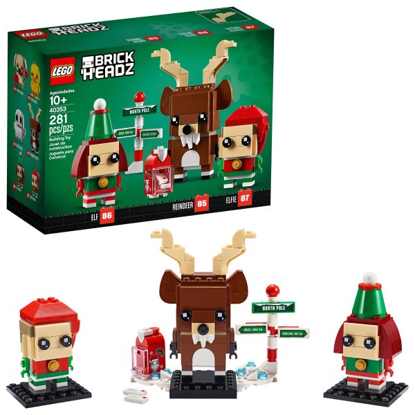 Brickheadz Reindeer, Elf and Elfie 40353 Building Toy (281 Pieces)