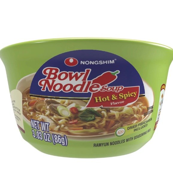 Nongshim Bowl Noodle Hot & Spicy Beef Ramyun Ramen Noodle Soup Bowl, 3.03oz X 12 Count