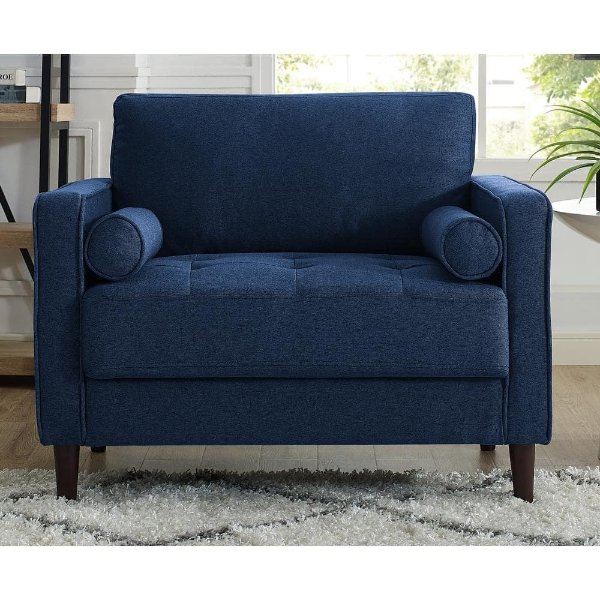 Lillith Navy Blue Mid Century Modern Chair