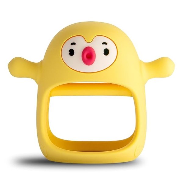 Smily Mia Penguin Teethers for Babies, Silicone TeethingToys for Babies 0-6Months, Best Toy for Teething Babies, Hand Teether Toys,Perfect Replacement for Pacifiers, Baby Chewing Toys, Yellow