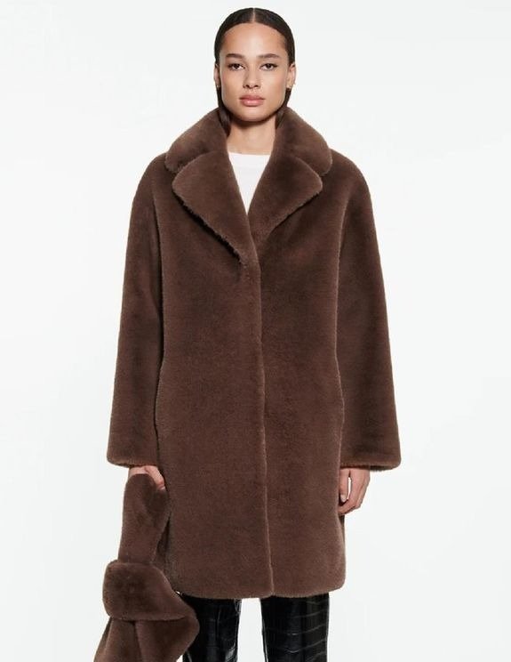 - Camille cocoon coat - mole brown