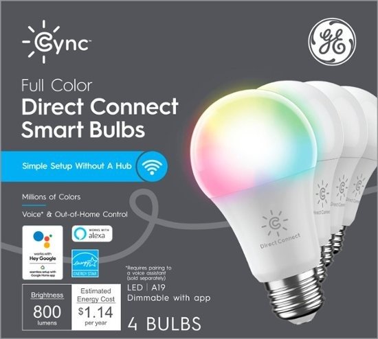 Cync A19 60W 智能彩色LED灯泡 4个装