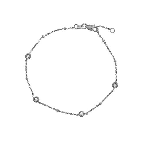 Diamond Bezel Set Chain Bracelet - 1/8 ctw