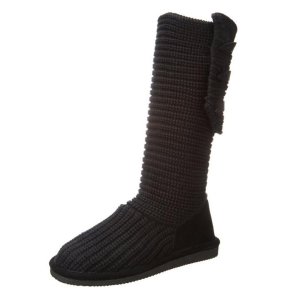 Bearpaw 黑色女式针织高靴（限35码）