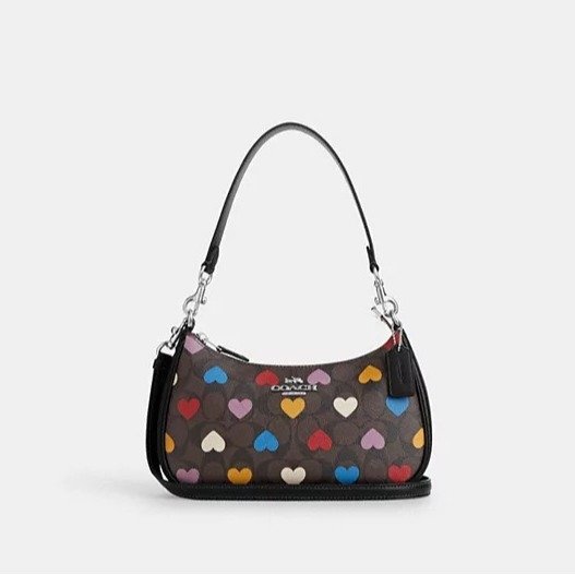 Teri Shoulder Bag In Signature Canvas With Heart Print