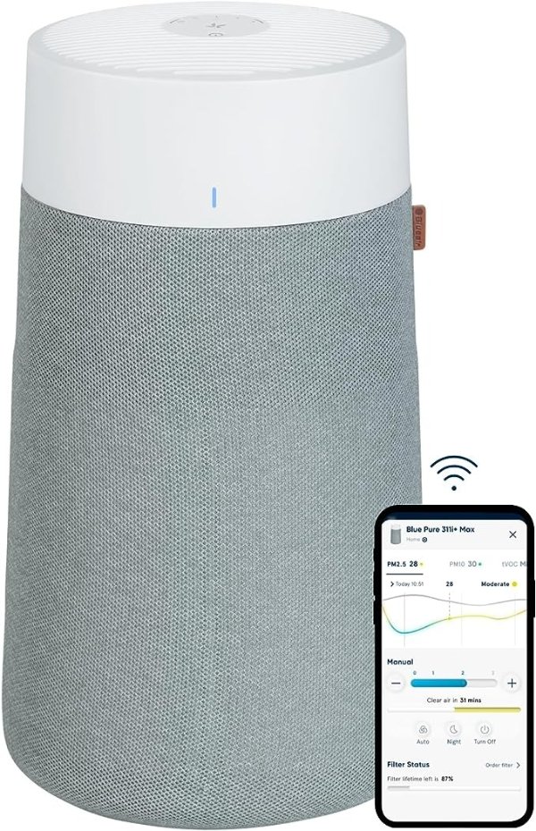 Air Purifiers for Large Home Room, HEPASilent Air Purifiers for Bedroom, Air Purifiers for Pets Allergies Air Cleaner, Smart Air Purifier, Virus Air Purifier for Dust Mold, Blue Pure 311i+ Max