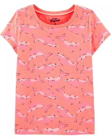 女童鲨鱼图案T恤