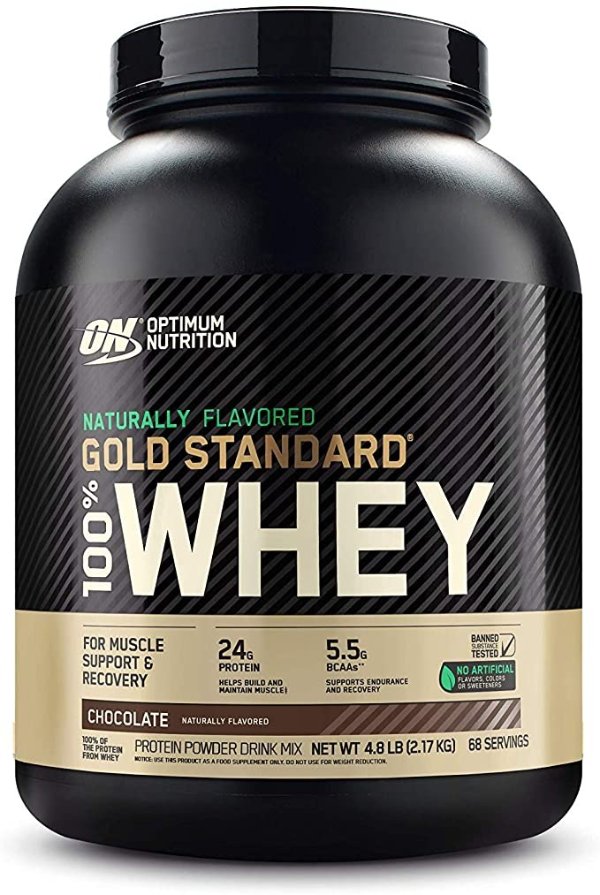 Gold Standard 100% Whey Protein Powder, Naturally Flavored Chocolate, 4.8 Pound (Packaging May Vary)