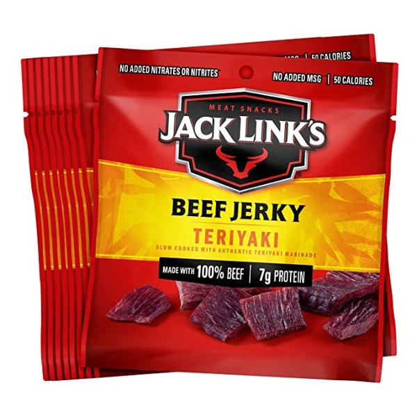 Beef Jerky, Pack of 20 – Flavorful Meat Snack for Lunches, Ready to Eat – 7g of Protein, Made with Premium Beef – Teriyaki Flavor, 0.625 Oz Bags (Packaging May Vary)