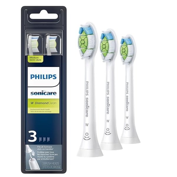 DiamondClean replacement toothbrush heads, HX6063/65, BrushSync technology, White 3 pk