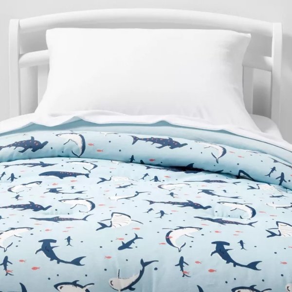 Toddler Shark Cotton Comforter Set Blue - Pillowfort&#8482;