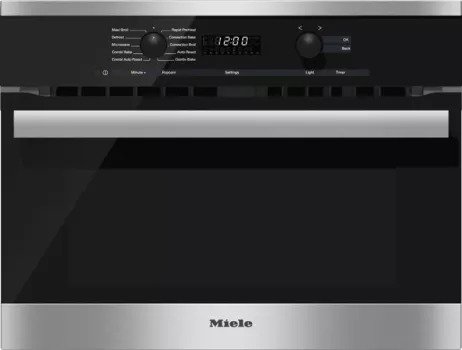 Miele PureLine DirectSelect Series H6200BM 24 Inch Speed Oven with 1.5 cu. ft. Capacity, 1,000 Watt Microwave, Rapid Preheat, DirectSelect Controls, Timer and PerfectClean Interior: Clean Touch Steel, PureLine Handle