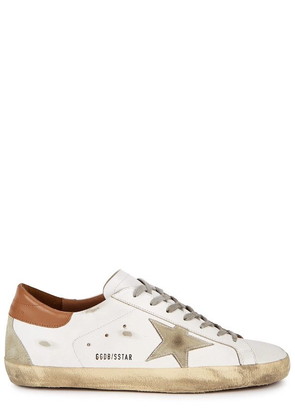 Superstar distressed white leather sneakers