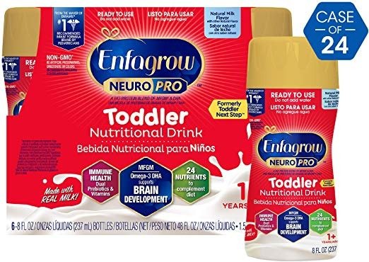 Neuropro Omega 3 Dha Prebiotics Non-gmo Toddler Nutritional milk drink, natural milk flavor Ready To Feed Liquid, 8 Fl. Oz. (24Count)