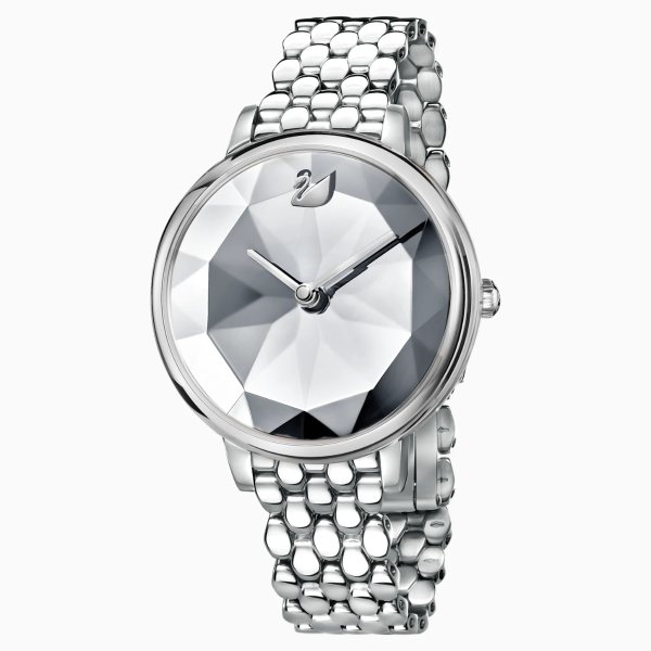 Crystal Lake Watch, Metal bracelet, White, Stainless steel by SWAROVSKI