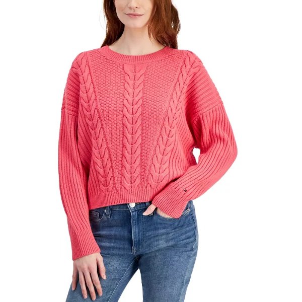Women's Cable-Knit Drop-Shoulder Sweater