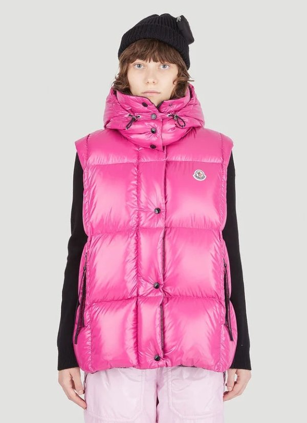 Luzule Sleeveless Quilted Down Jacket in Pink