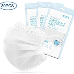 Assacalynn 30pcs Disposable Face Mask Individually Packaged, 3-Layer Safety Mask