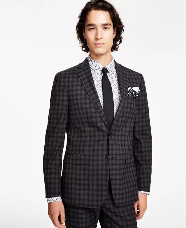 Men's Slim-Fit Check Suit Jacket, Created for Macy's