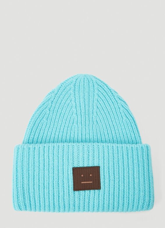 Pansy N Face Knit Hat in Blue