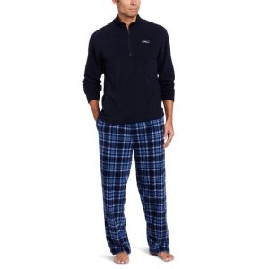 Intimo Men's Gift Set Quarter-Zip Fleece Top With Printed Micro-Fleece Pant Set