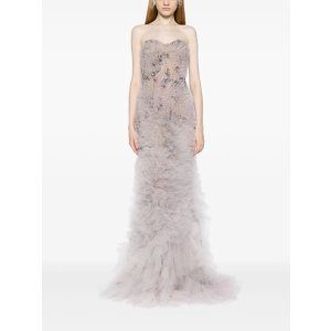 Marchesacrystal-embellished strapless gown