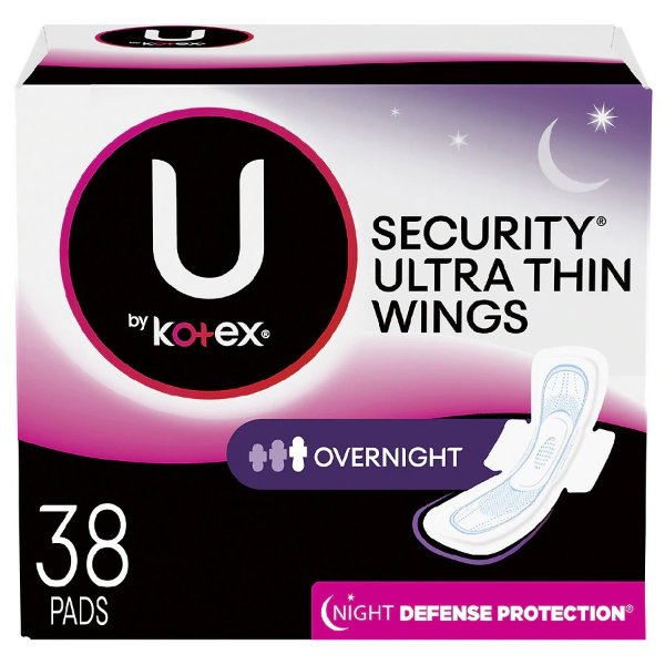 Ultra Thin Pads with Wings, Overnight, Unscented