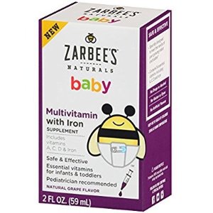 Zarbee's Naturals 天然婴儿综合维生素 + 铁补充剂，葡萄味，60ml