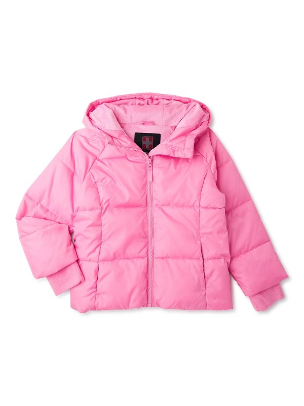 Girls Winter Puffer Jacket with Hood, Sizes 4-18 & Plus
