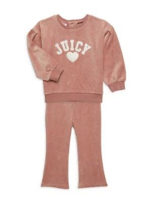 ​Baby Girl’s 2-Piece Velour Sweatshirt & Sweatpants Set
